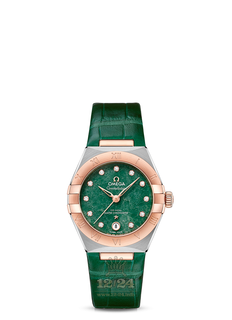 Omega Constellation Watch 131.23.29.20.99.001 29 mm Stainless steel Pink gold Case Green Dial