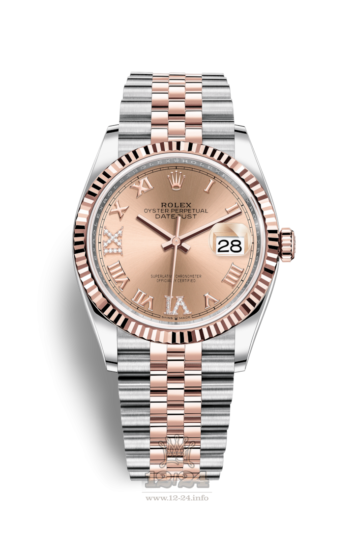 Rolex Datejust Watch 126231-0027 36 mm Steel / Pink gold Case Pink Dial