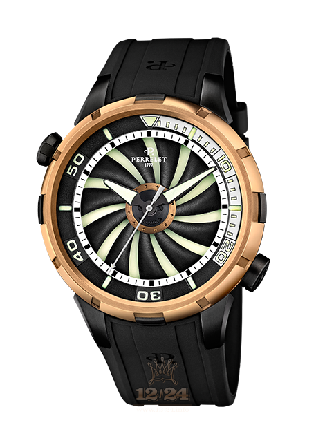 Perrelet Turbine Watch A1084/1 47 mm Stainless steel PVD coating Case Black Dial