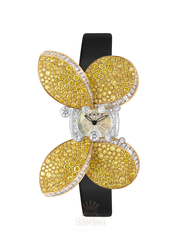 Graff Butterfly Watch PBF23WGDYGYDD Pink gold Case Yellow Dial