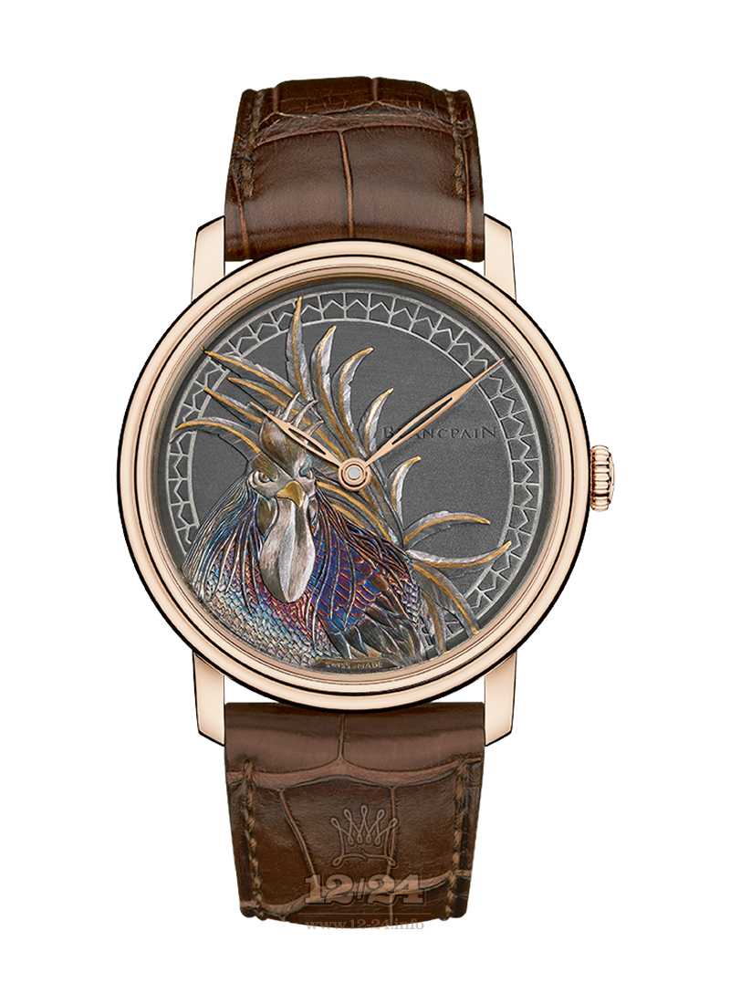 Blancpain Villeret Watch 6612-3616-55B-0 42 mm Pink gold Case Gray Painted Dial