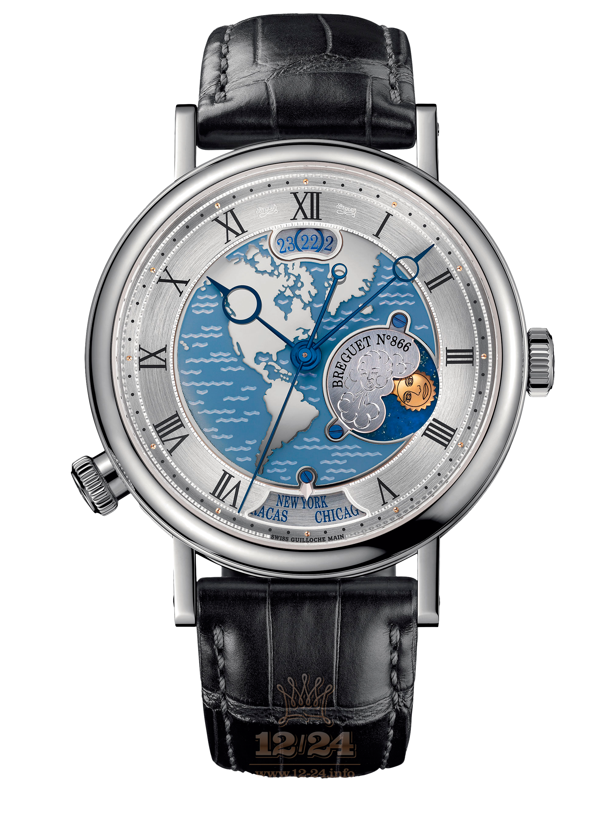 Breguet Classique Watch 5717PT/US/9ZU 43 mm Platinum Case Silver Dark blue Painted Dial