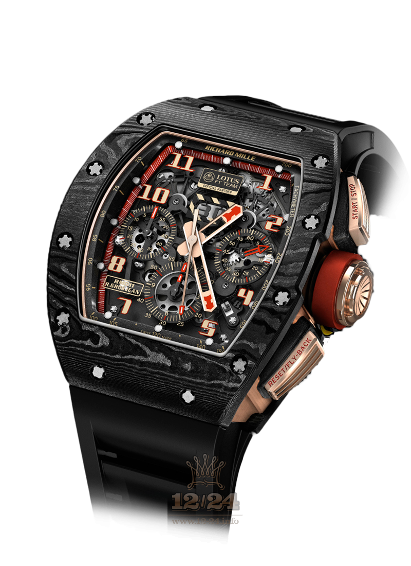 Richard Mille Men's Collection Watch RM 011 Lotus F1 Team 50 mm Pink gold Carbon Case