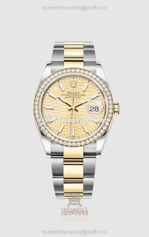 Rolex Datejust Watch 126283rbr-0026 36 mm Stainless steel Yellow gold Case Golden Dial