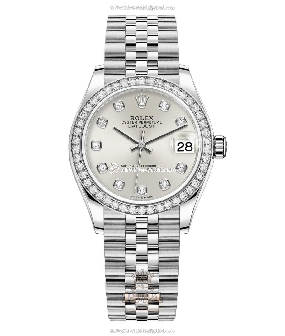 Rolex Datejust Watch 278384rbr-0034 31 mm Stainless steel White gold Case Silver Dial