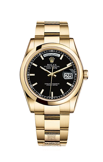 Rolex Day-Date Watch 118208-0095 36 mm Yellow gold Case Black Dial