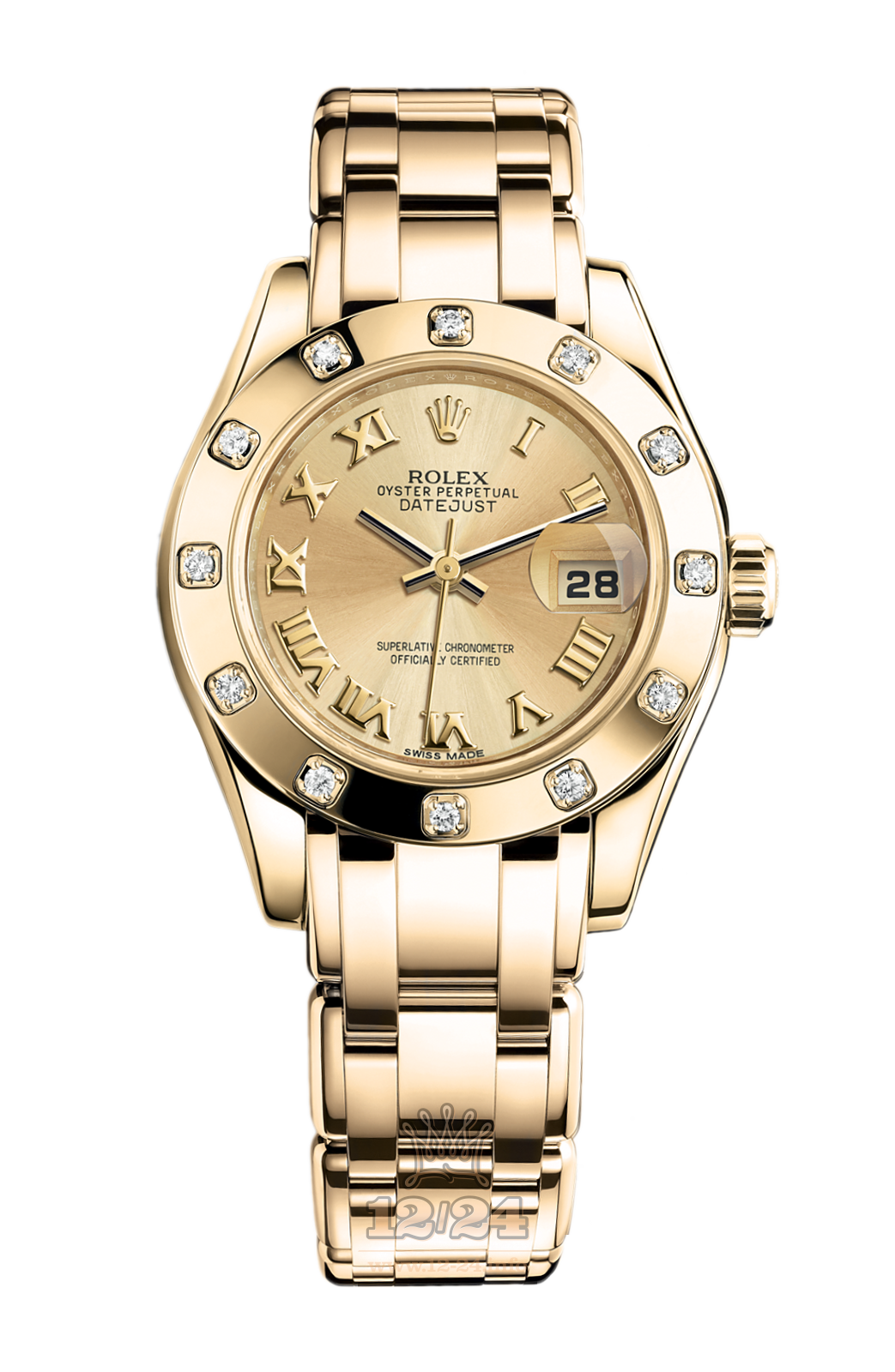 Rolex Lady-Datejust Watch 80318-0060 29 mm Yellow gold Case Golden Dial