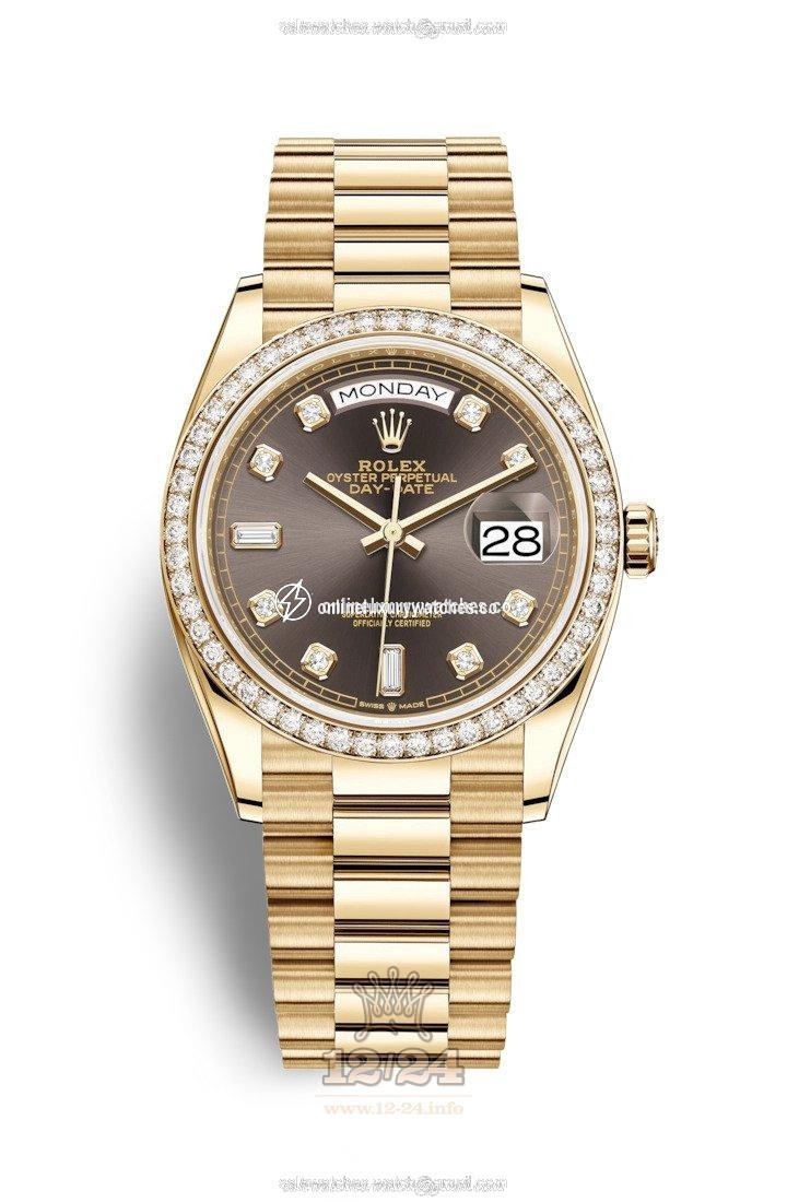 Rolex Day-Date Watch 128348rbr-0005 36 mm Yellow gold Case Gray Dial