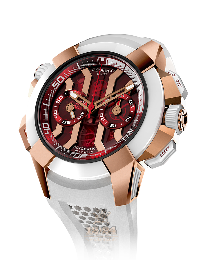 Jacob & Co Gents Collection Watch EC312.42.PB.RR.A 47 mm Pink gold Ceramics Case Red Dial