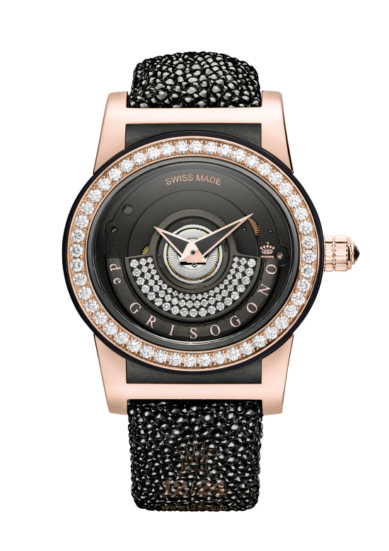 de Grisogono Tondo Watch TBN-S16 Pink gold Case Black Silver Dial