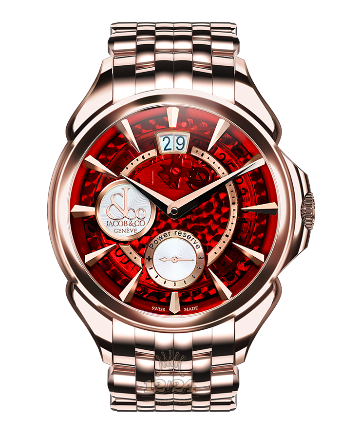 Jacob & Co Gents Collection Watch PC400.40.NS.MR.A40AA 42 mm Pink gold Case Red Dial