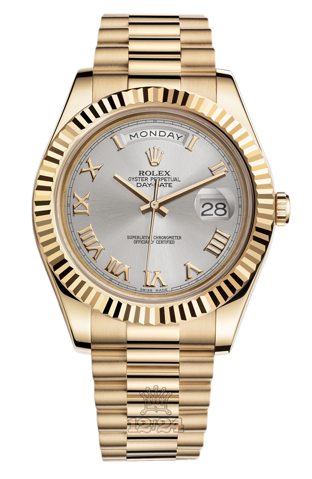 Rolex Day-Date II Watch 218238-0042 41 mm Yellow gold Case Silver Dial