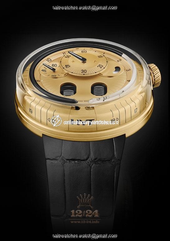 HYT H0 Watch 048-GD-94-NF-CR 49 mm Yellow gold Case Golden Dial