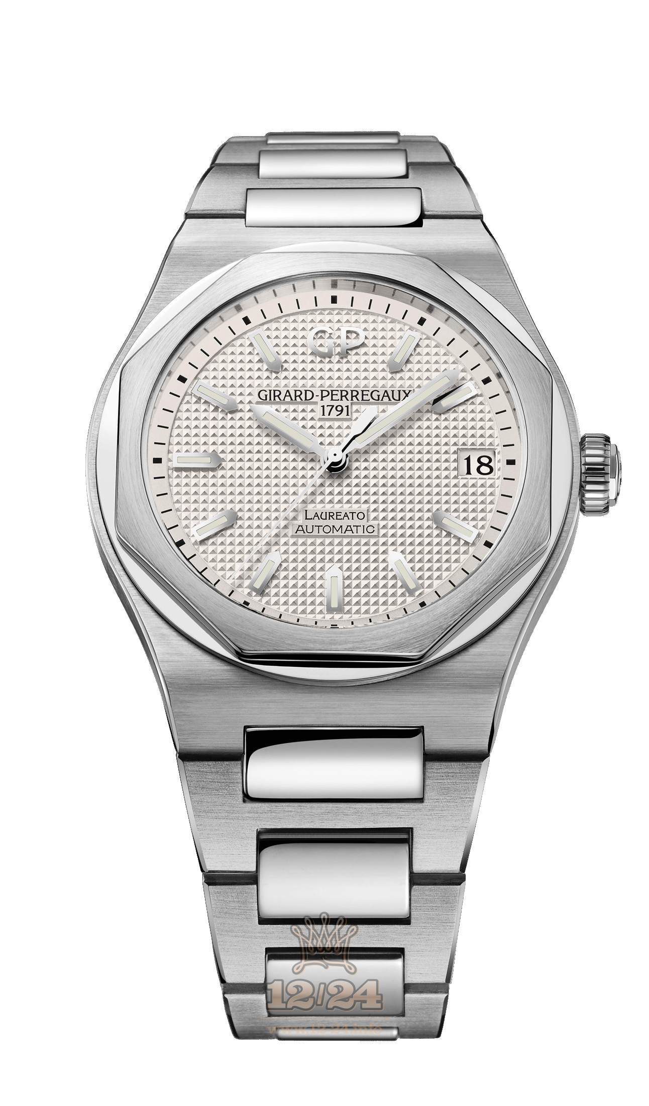 Girard Perregaux Laureato Watch 81010-11-131-11A Stainless steel Case Silver Dial