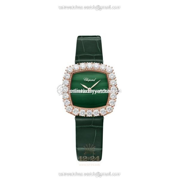 Chopard L Heure du Diamant Watch 13A386-5111 30 mm Pink gold Case Green Dial
