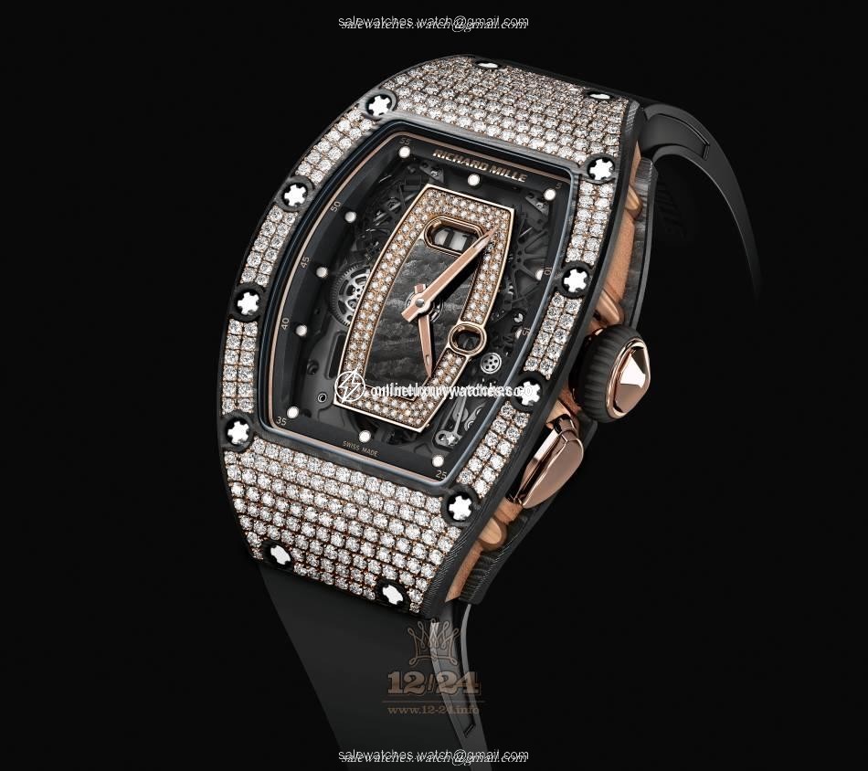 Richard Mille Women's Collection Watch RM 037 NTPT Carbon Set 39 mm Carbon Case Black Dial