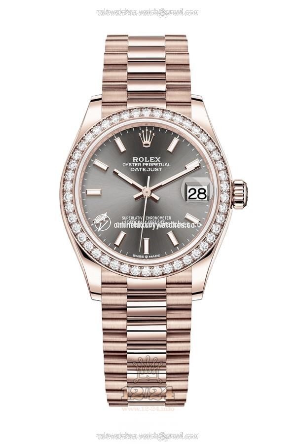 Rolex Datejust Watch 278285rbr-0021 31 mm Pink gold Case Gray Dial