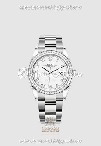 Rolex Datejust Watch 126284rbr-0018 36 mm Stainless steel White gold Case White Dial