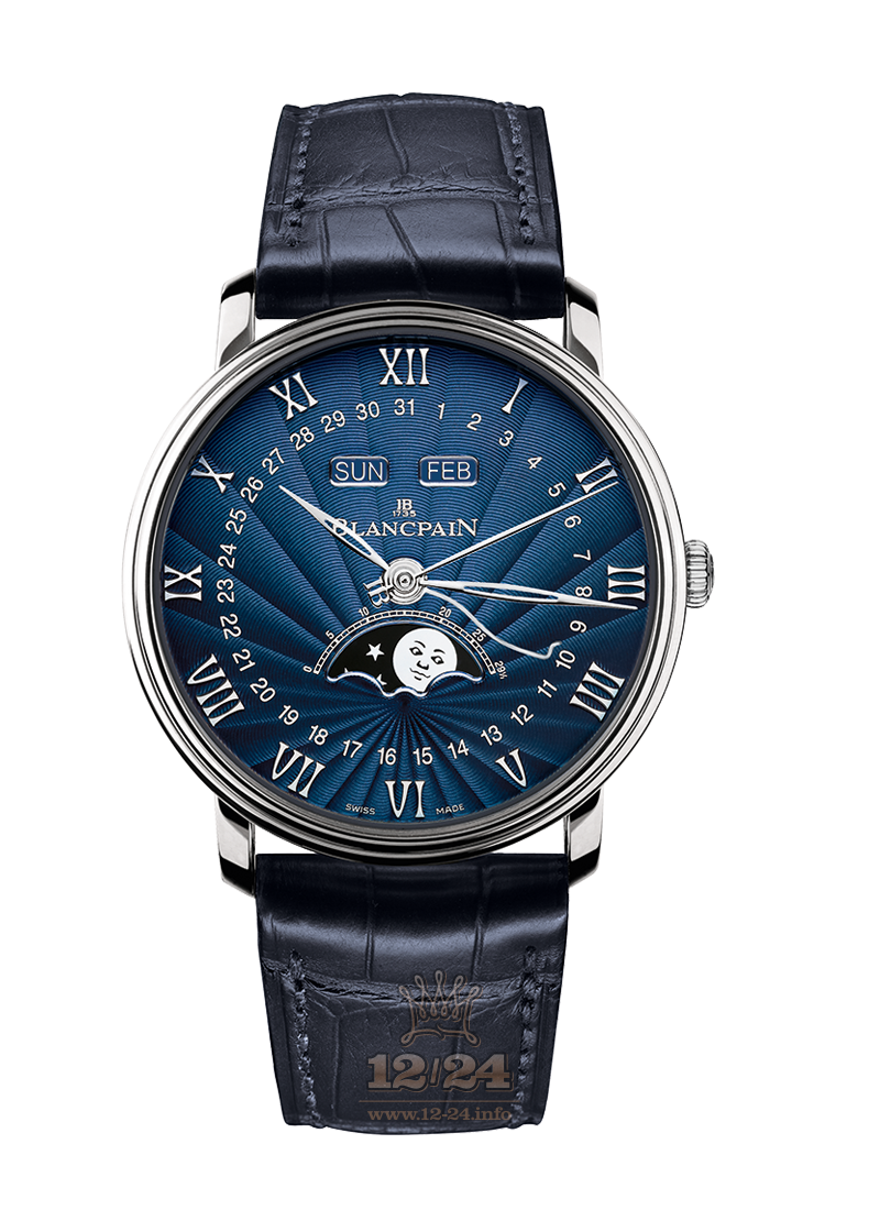 Blancpain Villeret Watch 6654-1529-55B 40 mm White gold Case Dark blue Dial