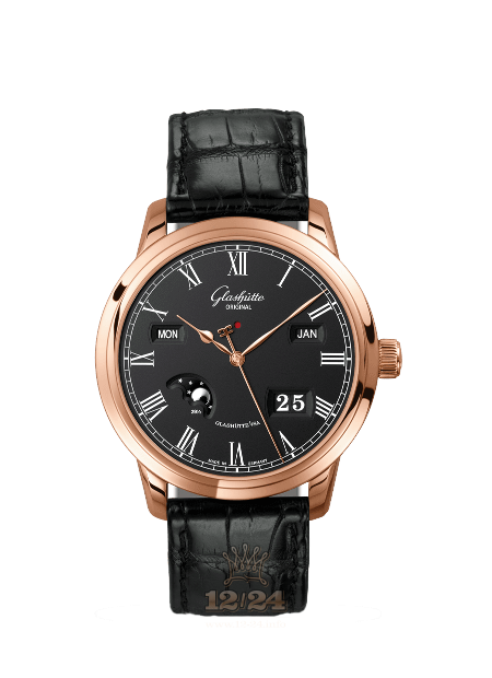 Glashutte Senator Watch 100-02-25-05-50 42 mm Red gold Case Black Dial