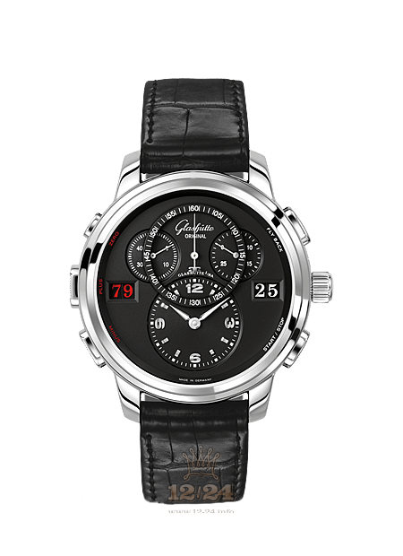 Glashutte Pano Watch 1-96-01-02-02-50 42 mm Stainless steel Case Black Dial