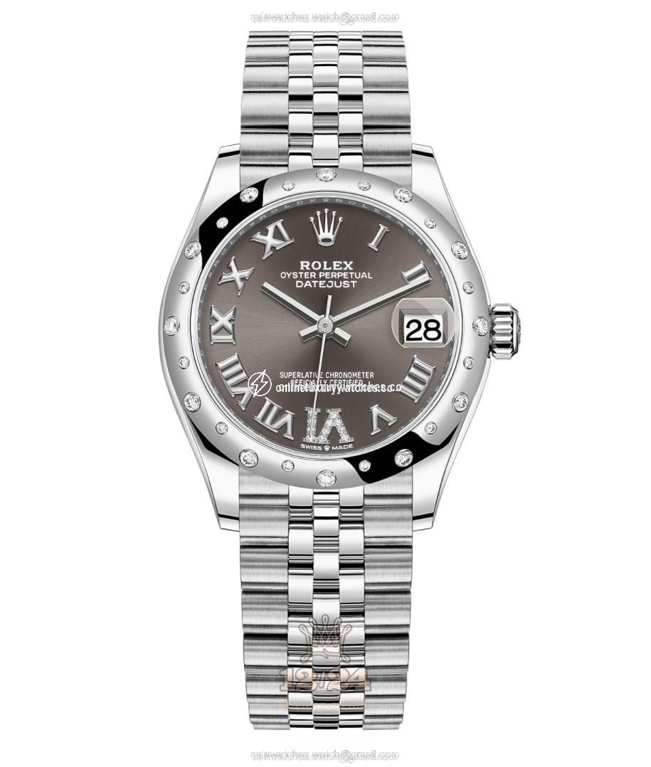 Rolex Datejust Watch 278344rbr-0030 31 mm Stainless steel White gold Case Gray Dial