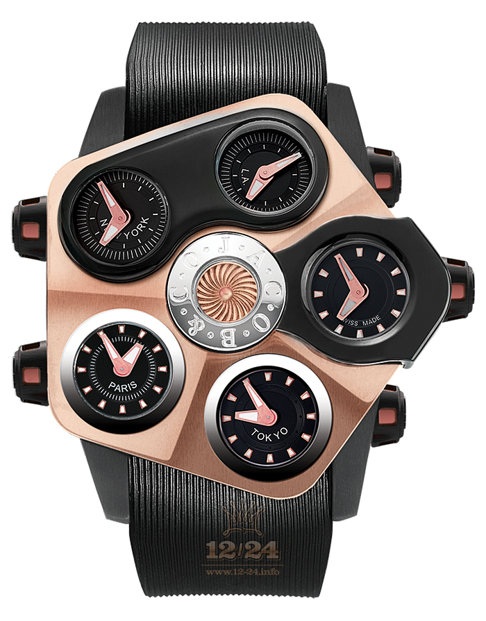 Jacob & Co Iconic Collection Watch 330.100.41.NS.KA.4NS 47 mm Pink gold Case Black Dial