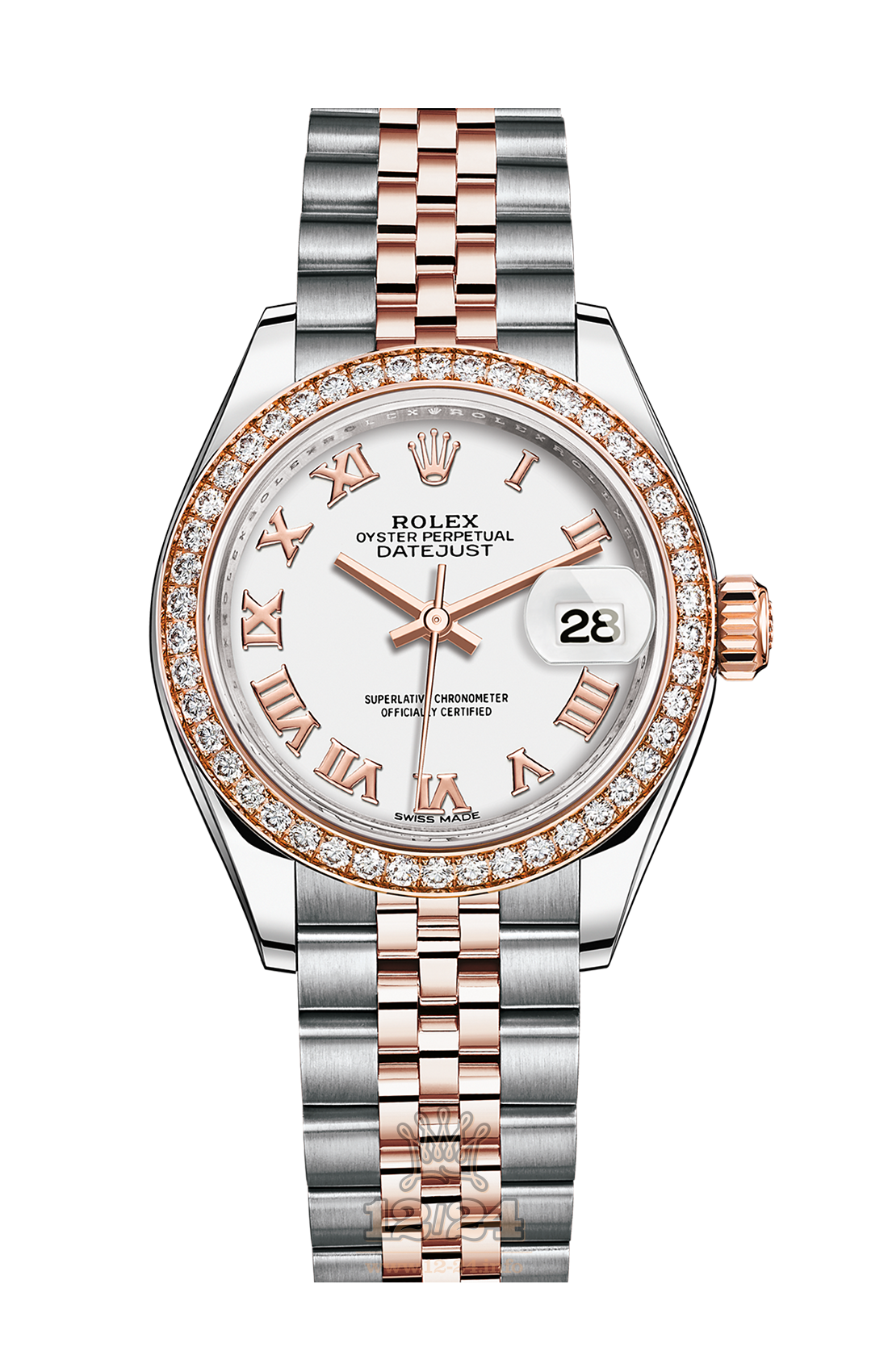 Rolex Datejust Watch 279381rbr-0021 28 mm Steel / Pink gold Case White Dial