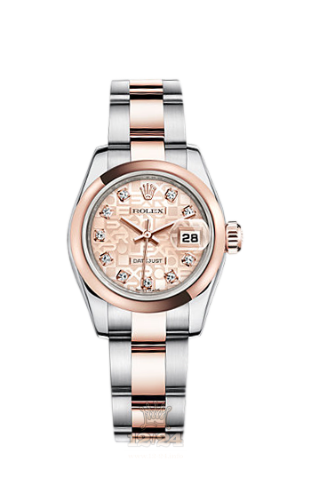 Rolex Lady-Datejust Watch 179161-0044 26 mm Steel / Pink gold Case Pink Dial