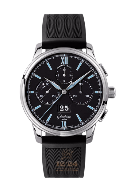 Glashutte Senator Watch 1-37-01-03-02-33 42 mm Stainless steel Case Black Dial