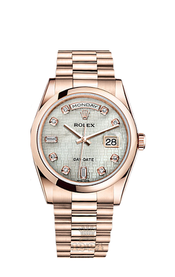Rolex Day-Date Watch 118205f-0118 36 mm Pink gold Case White Dial