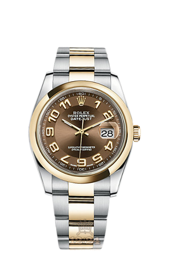 Rolex Datejust Watch 116203-0152 36 mm Steel / Yellow gold Case Brown (chocolate) Dial