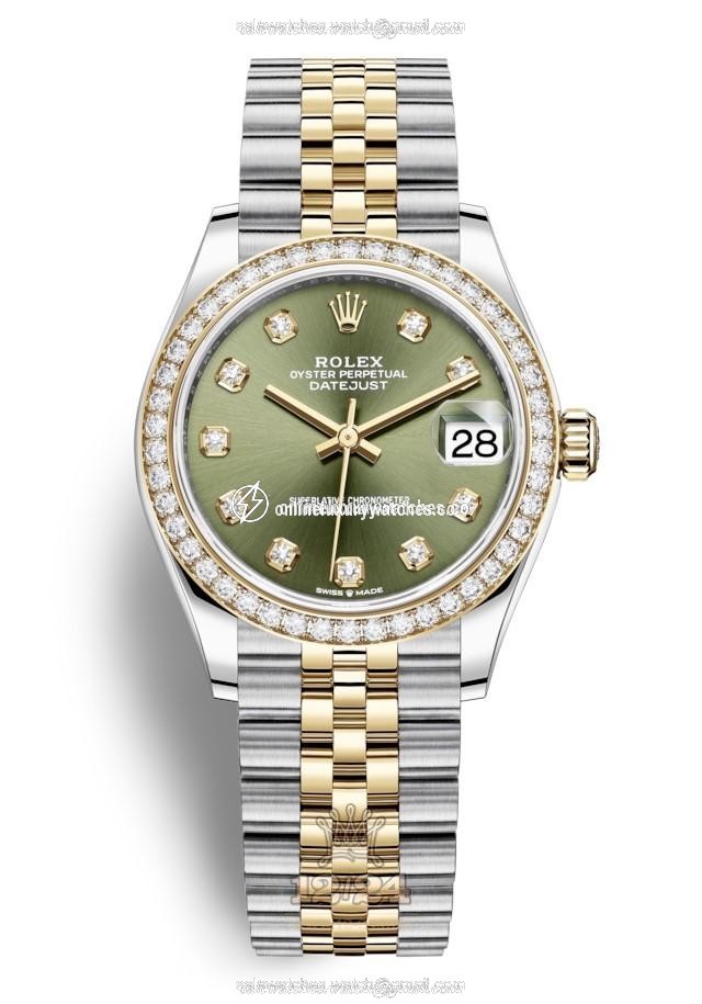 Rolex Datejust Watch 278383rbr-0030 31 mm Stainless steel Yellow gold Case Green Dial