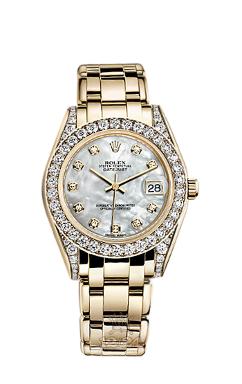 Rolex Pearlmaster Watch 81158-0001 34 mm Yellow gold Case White Dial