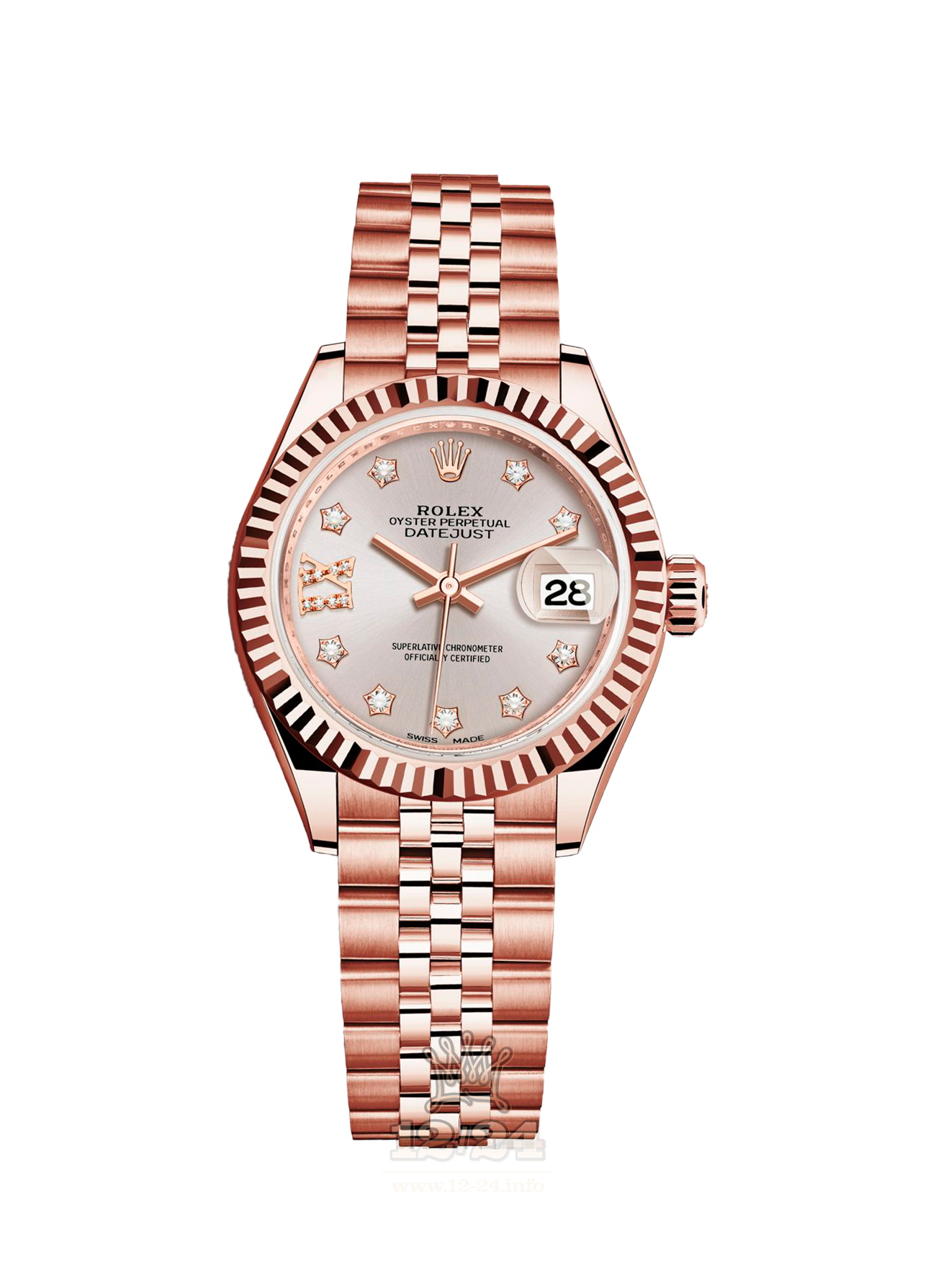 Rolex Datejust Watch 279175-0006 28 mm Pink gold Case Silver Dial