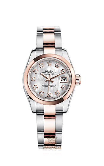 Rolex Lady-Datejust Watch 179161-0064 26 mm Steel / Pink gold Case White Dial
