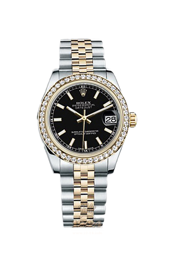 Rolex Datejust Watch 178383-0026 31 mm Steel / Yellow gold Case Black Dial