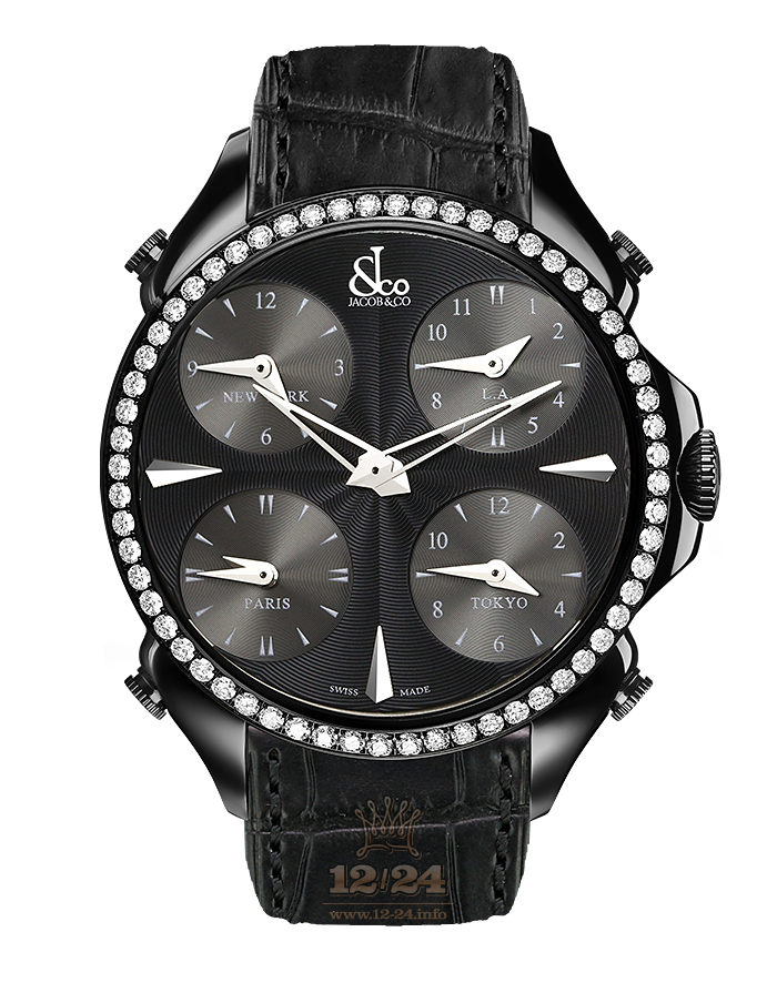 Jacob & Co Gents Collection Watch PZ500.11.RO.LA.A 45 mm Stainless steel PVD coating Case Black Dial