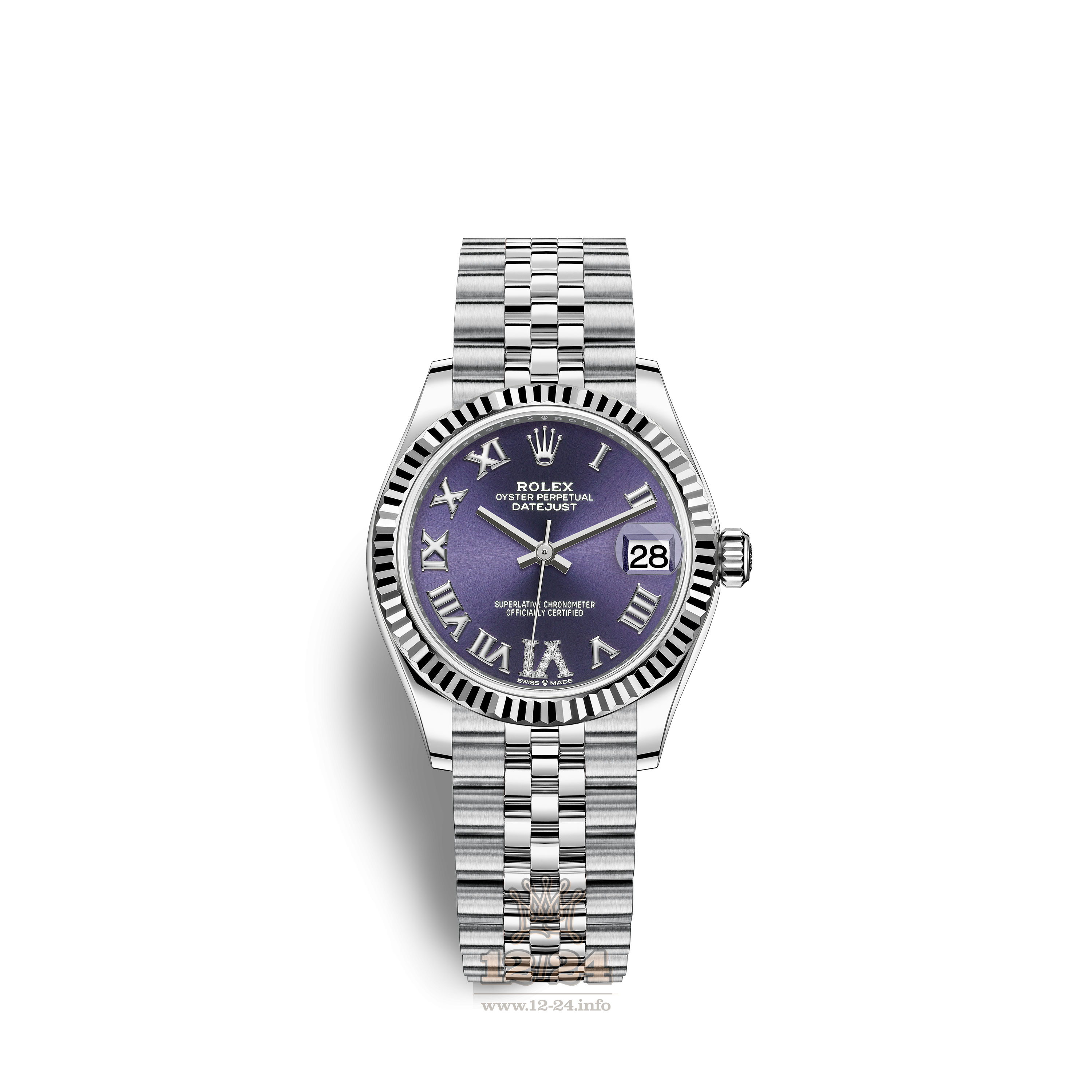 Rolex Datejust Watch 278274-0026 31 mm Stainless steel White gold Case Purple Dial