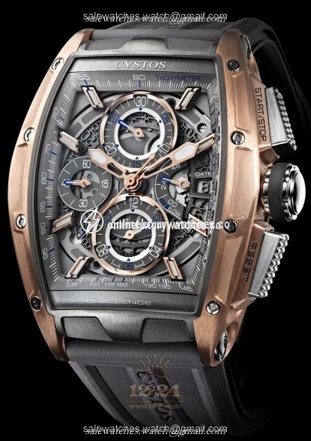 Cvstos Challenge Watch Challenge GT Chrono II Red Gold Pink gold Titanium Case Gray Golden Dial