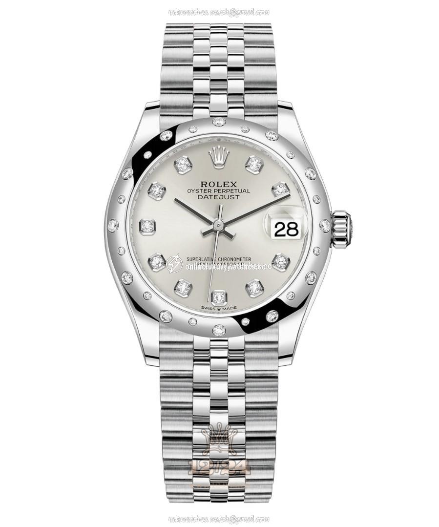 Rolex Datejust Watch 278344rbr-0032 31 mm Stainless steel White gold Case Silver Dial