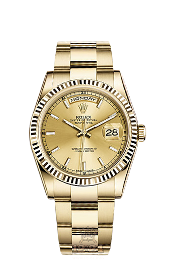 Rolex Day-Date Watch 118238-0110 36 mm Yellow gold Case Golden Dial