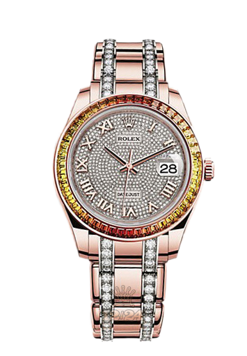 Rolex Pearlmaster Watch 86345sajor-0001 39 mm Pink gold Case White Dial