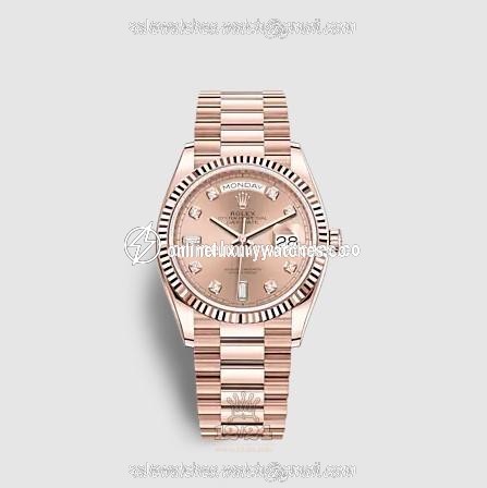Rolex Day-Date Watch 128235-0009 36 mm Pink gold Case Pink Dial