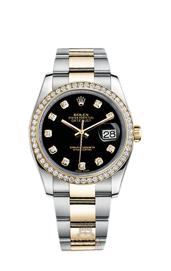 Rolex Datejust Watch 116243-0025 36 mm Steel / Yellow gold Case Black Dial