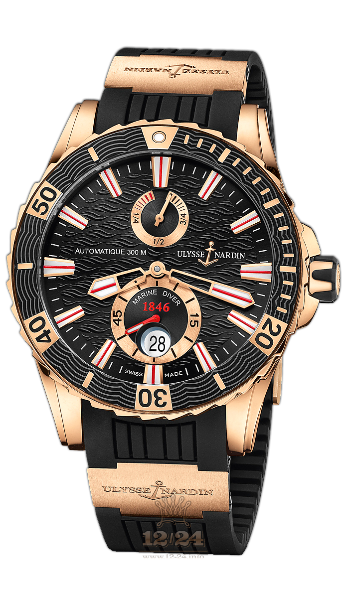 Ulysse Nardin Marine Watch 266-10-3/92 44 mm Pink gold Case Black Dial