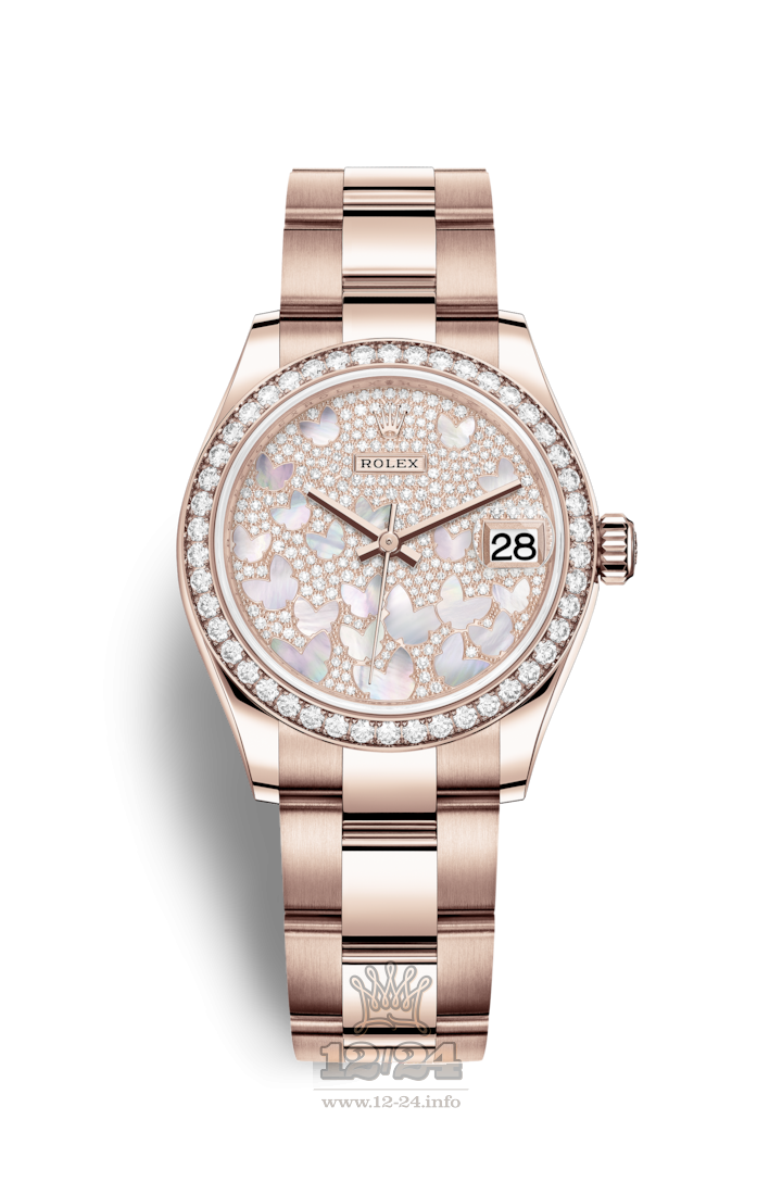 Rolex Datejust Watch 278285rbr-0009 31 mm Pink gold Case Silver Golden Dial