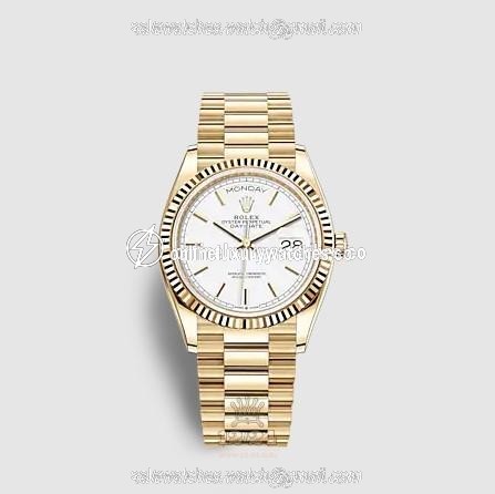 Rolex Day-Date Watch 128238-0081 36 mm Yellow gold Case White Dial