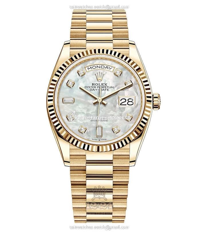 Rolex Day-Date Watch 128238-0011 36 mm Yellow gold Case White Dial