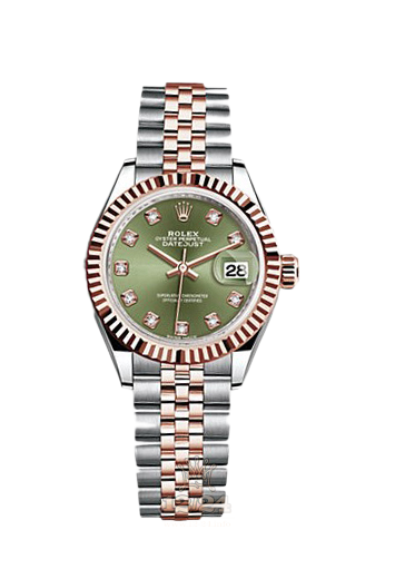 Rolex Datejust Watch 279171-0007 28 mm Steel / Pink gold Case Green Dial